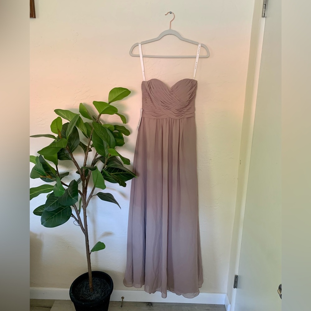 Azazie Taupe size 2 Bridesmaid dress